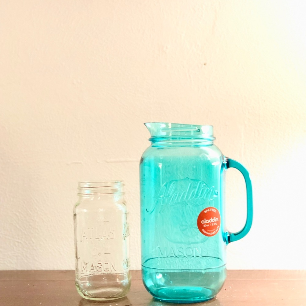 Teal plastic Aladdin pitcher